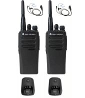 Set van 2 Motorola DP1400 UHF DMR IP54 5Watt met tafellader en beveiliging oortje