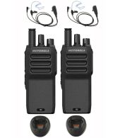 Set van 2 Motorola R2 UHF DMR Digitaal IP55 5Watt met tafellader en beveiliging oortje