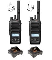 Set van 2 Motorola R5 UHF DMR IP67 LKP 5 Watt met tafellader en beveiliging oortje