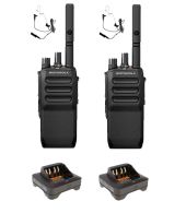 Set van 2 Motorola R5 UHF DMR IP67 NKP 5 Watt met tafellader en beveiliging oortje