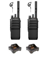 Set van 2 Motorola R5 UHF DMR IP67 NKP 5 Watt met tafellader en G-shape oortje