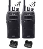 Set van 2 Icom IC-F29DR3 Digitaal portofoons met G-shape headsets