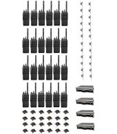 Set van 24 Motorola R5 UHF DMR IP67 NKP 5 Watt met tafellader G-shape oortje en koffer