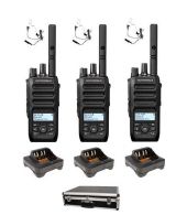 Set van 3 Motorola R5 UHF DMR IP67 LKP 5 Watt met tafellader beveiliging oortje en koffer