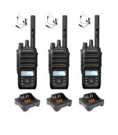 Set van 3 Motorola R5 UHF DMR IP67 LKP 5 Watt met tafellader en beveiliging oortje