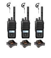 Set van 3 Motorola R5 UHF DMR IP67 LKP 5 Watt met tafellader en G-shape oortje