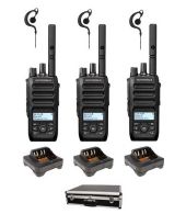 Set van 3 Motorola R5 UHF DMR IP67 LKP 5 Watt met tafellader G-shape oortje en koffer