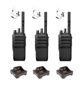 Set van 3 Motorola R5 UHF DMR IP67 NKP 5 Watt met tafellader en beveiliging oortje