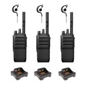 Set van 3 Motorola R5 UHF DMR IP67 NKP 5 Watt met tafellader en G-shape oortje