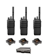 Set van 3 Motorola R5 UHF DMR IP67 NKP 5 Watt met tafellader en koffer