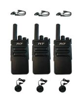 Set van 3 TYT TC-555 UHF 2Watt compacte Portofoons met D-shape oortje