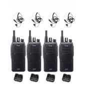 Set van 4 Icom IC-F29DR3 Digitaal portofoons met beveiliging headsets