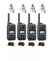 Set van 4 Icom IC-U20SR IP54 mini Portofoon met tafel lader en C-ring oortje