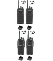 Set van 4 Kenwood TK-3701D IP55 Portofoon met beveiliging oortje en tafellader