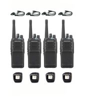 Set van 4 Kenwood NX-1300NE3 UHF Nexedge IP54 5Watt Portofoon met tafellader en D-shape oortje