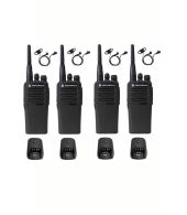 Set van 4 Motorola DP1400 UHF DMR IP54 5Watt met tafellader en D-shape oortje