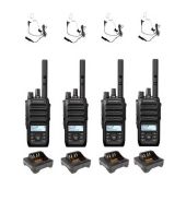 Set van 4 Motorola R5 UHF DMR IP67 LKP 5 Watt met tafellader en beveiliging oortje