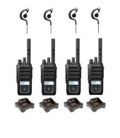 Set van 4 Motorola R5 UHF DMR IP67 LKP 5 Watt met tafellader en G-shape oortje