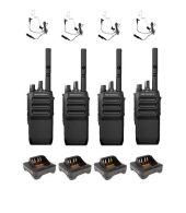 Set van 4 Motorola R5 UHF DMR IP67 NKP 5 Watt met tafellader en beveiliging oortje