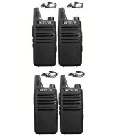 Set van 4 Retevis RT622 vergunning vrije UHF mini portofoons PMR446 met D-shape oortje