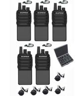 Set van 5 Baofeng C2 UHF 5Watt portofoons met D-shape oortjes en koffer