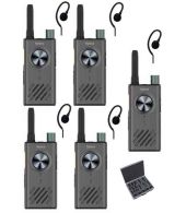 Set van 5 Hytera S1 LF vergunning vrije analoge UHF PMR446 met C-ring oortje en koffer