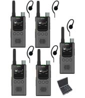 Set van 5 Hytera S1 Pro LF vergunning vrije Digitale UHF PMR446 met C-ring oortje en koffer