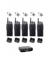 Set van 5 Icom IC-F29SR2 UHF PMR446 IP67 Waterdicht met beveiliging oortje en koffer