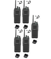 Set van 5 Kenwood TK-3701D IP55 Portofoon met beveiliging oortje en tafellader