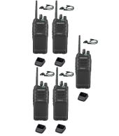 Set van 5 Kenwood TK-3701D IP55 Portofoon met D-shape oortje en tafellader