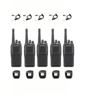 Set van 5 Kenwood NX-1300NE3 UHF Nexedge IP54 5Watt Portofoon met tafellader en beveiligingoortje