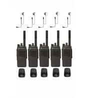 Set van 5 Motorola DP2400E Enhanced UHF DMR IP54 5watt tafellader en G-shape oortje