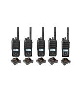 Set van 5 Motorola R5 UHF DMR IP67 LKP 5 Watt met tafellader 