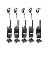 Set van 5 Motorola R5 UHF DMR IP67 LKP 5 Watt met tafellader en G-shape oortje