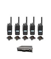 Set van 5 Motorola R5 UHF DMR IP67 LKP 5 Watt met tafellader en koffer