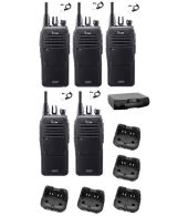 Set van 5 Icom IC-F29DR3 portofoons met beveiliging headsets en koffer