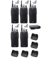 Set van 5 Icom IC-F29DR3 portofoons met G-shape headsets en koffer