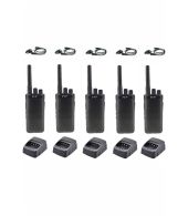 Set van 5 TYT TC-19 UHF IP54 10watt portofoons met D-shape oortje