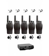 Set van 5 TYT TC-666 UHF 2Watt Portofoons met beveiliging oortje en koffer