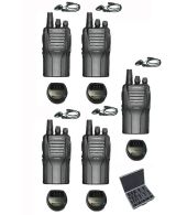 Set van 5 Wouxun KG-833 UHF IP55 5Watt met D-shape oortje en koffer