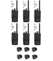 Set van 6 Caltta PH600 UHF DMR IP68 4Watt GPS, Bluetooth met tafellader en G-shape oortje