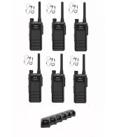 Set van 6 Hytera HP605 UHF DMR IP67 5Watt met multilader en beveiligingoortje