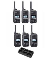 Set van 6 Icom IC-U20SR IP54 mini Portofoon met multilader