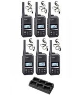 Set van 6 Icom IC-U20SR IP54 mini Portofoon met multilader en C-ring oortje