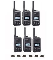 Set van 6 Icom IC-U20SR IP54 mini Portofoon met tafel lader