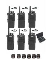 Set van 6 Inrico T522A IP66 4G LTE POC ZelloK1 2-Pins met D-shape oortje en koffer