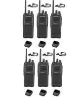 Set van 6 Kenwood TK-3701D IP55 Portofoon met D-shape oortje en tafellader