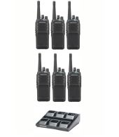 Set van 6 Kenwood NX-1300NE3 UHF Nexedge IP54 5Watt Portofoon met multilader