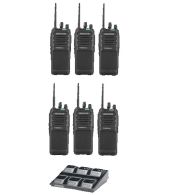 Set van 6 Kenwood TK-3701D IP55 Portofoon met multilader