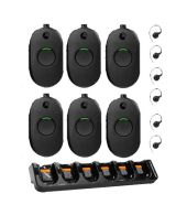 Set van 6 Motorola CLP446E Mini Portofoons met oortje en multilader